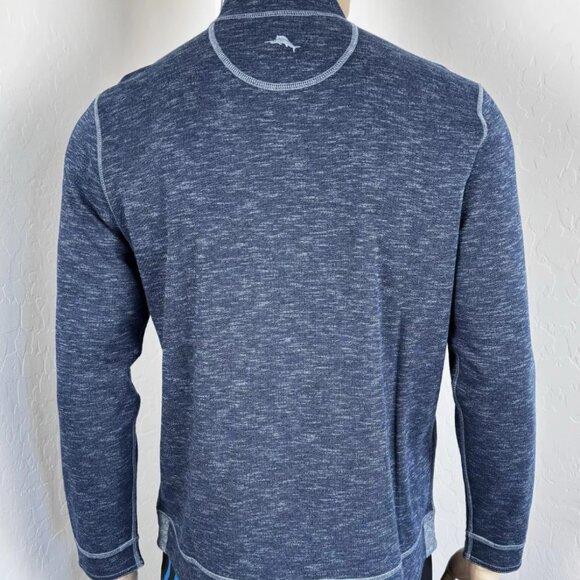 Tommy Bahama Sweater Beach Mist Blue Knit Reversible XXL Half Zip Ocean Boating - Picture 1 of 13